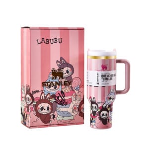 Limited Edition Stanley x Labubu Tumbler - Pink Stripe Quencher