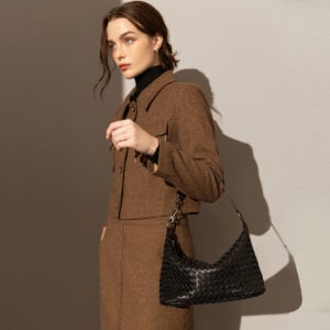 Belmont Black Slouchy Woven Shoulder Bag