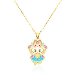 bts x Labubu Enamel Moon Meadow Gold Necklace