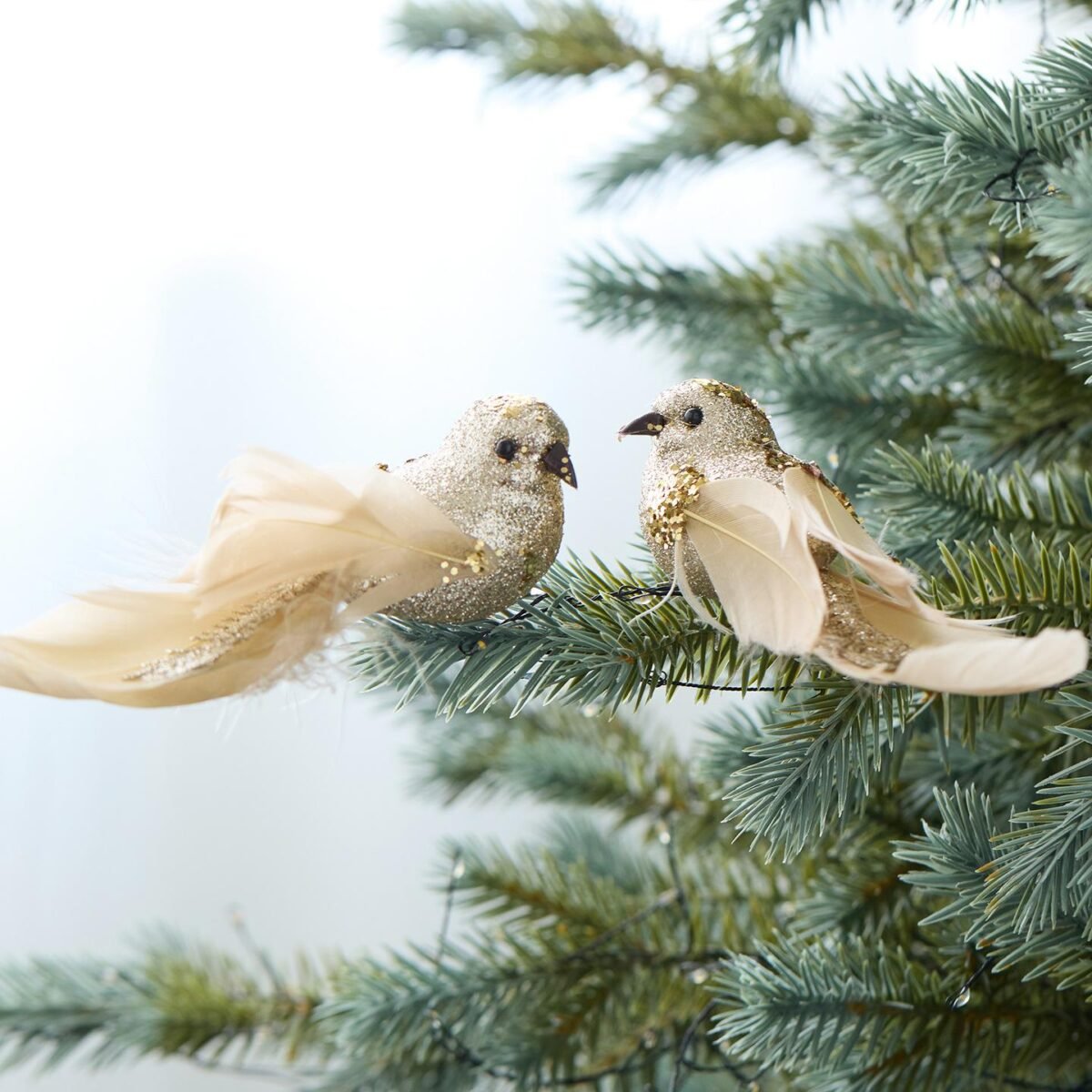 Clip-on Feather Bird Christmas Tree Ornament (2pcs)