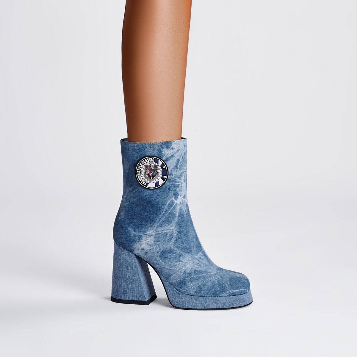 Comfortable Side Zip Denim Ankle Boots