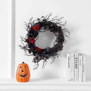 Crimson Kiss Black Halloween Wreath