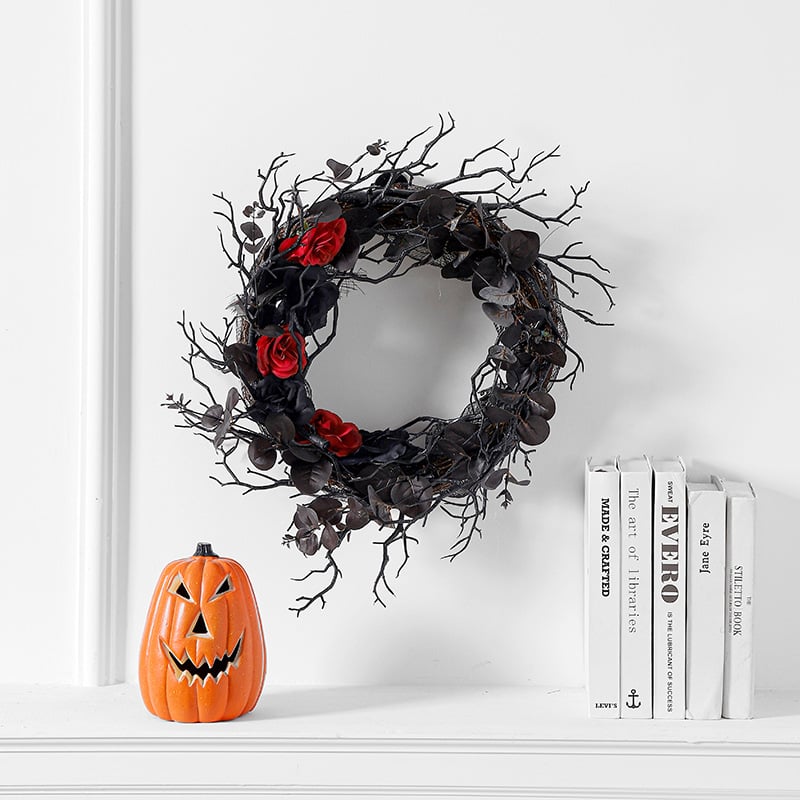 Crimson Kiss Black Halloween Wreath
