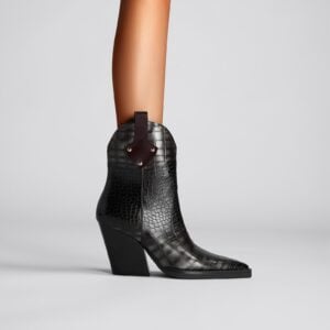 Crocodile Embossed Pointed Toe Country Boots