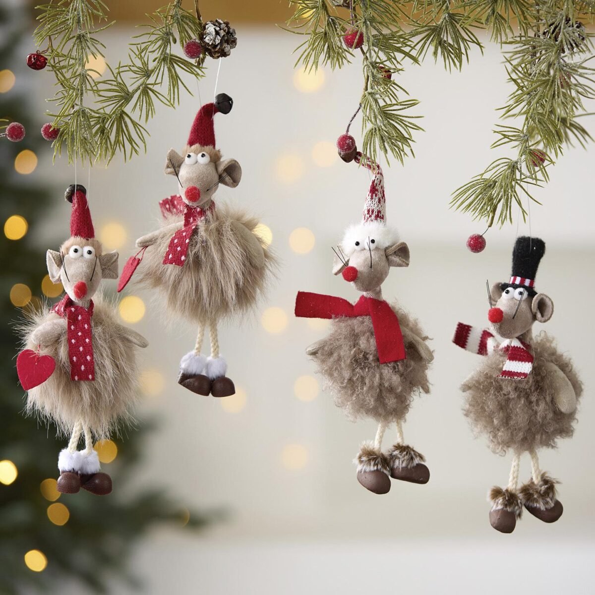Cute Mouse Plush Doll Christmas Tree Ornament