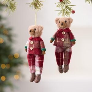 Cute Plush Teddy Bear Doll Christmas Tree Ornament