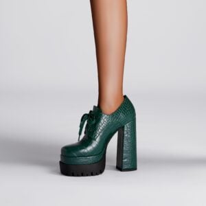 Forest Green Chunky Oxford Platform Heels