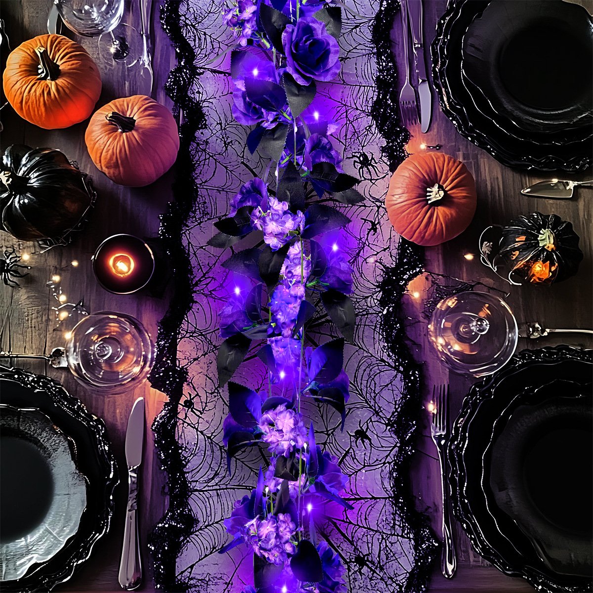 Halloween Purple Artificial Rose Garland