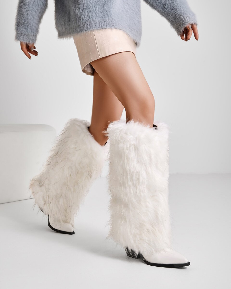 Ice Queen White Knee High Boots