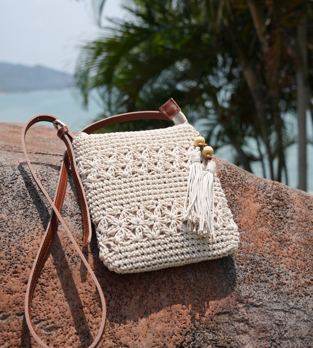 Mini White Boho Chic Leather Strap Shoulder Bag