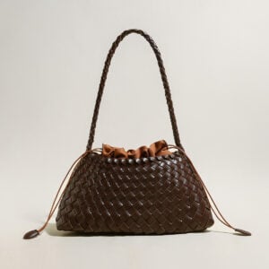 Mini Woven Trapezoid Drawstring Shoulder Bag