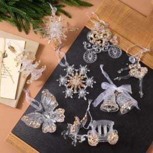 Shimmering Crystal Frost Acrylic Christmas Ornaments