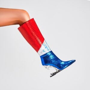 Silver Bite Heel USA Colors Knee High Boots