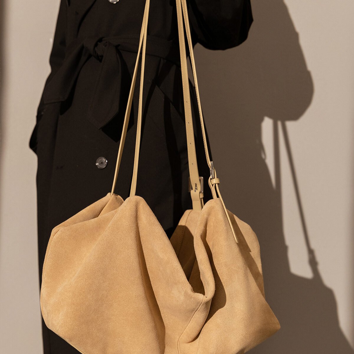Slouchy Suede Leather Shoulder Bag