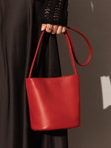 Thin Strap Waterproof Leather Bucket Bag